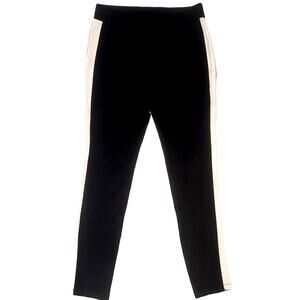 Vintage Mid-Rise Leggings Stretch Pull On Treggings Striped Womens M Black White